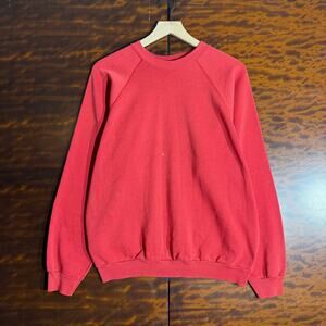80s Mens Red Faded Crewneck M